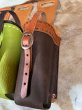 leather buck stitched bottle holder