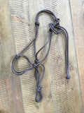 brown hand tied rope halter for horses