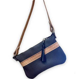 Cross Body Leather Hand Bag with Tassel